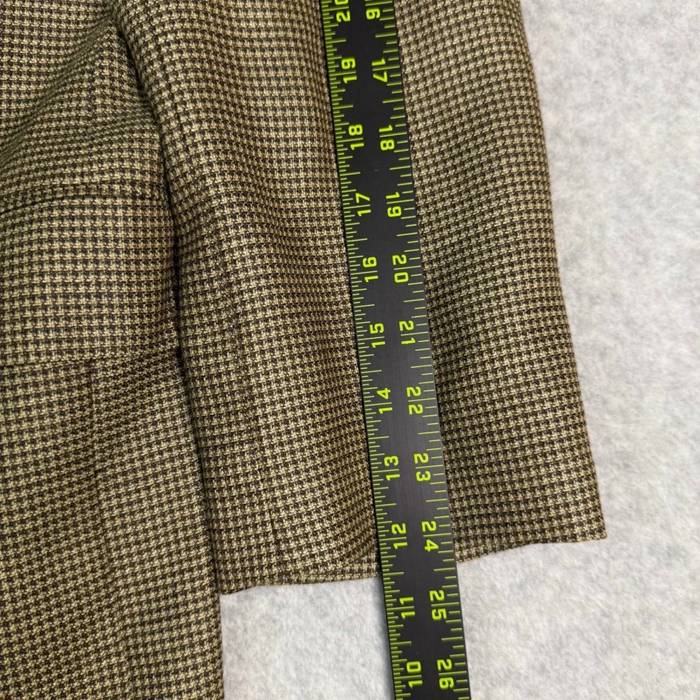 Jos. A. Bank Gordon Mens 46 Long Silk Wool Blend Blazer Brown Houndstooth Jacket